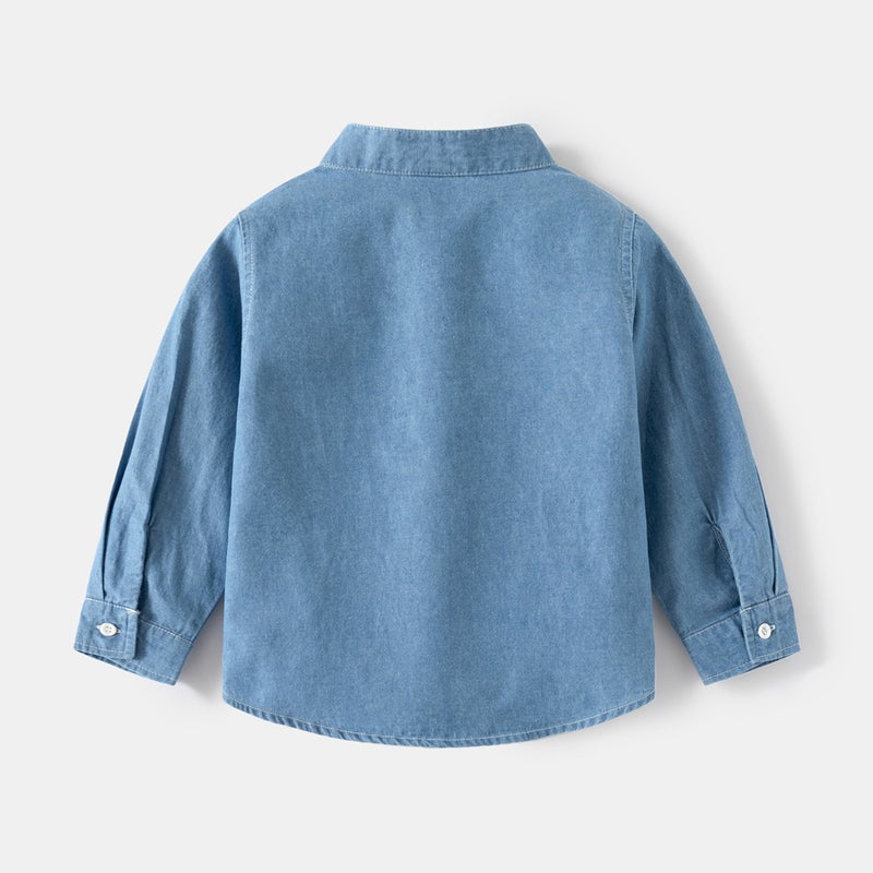 Boys' Denim Shirt Coat New Children'S Stand Collar Handsome Children'S Clothing Casual Cardigan Children'S Clothing - Image 4