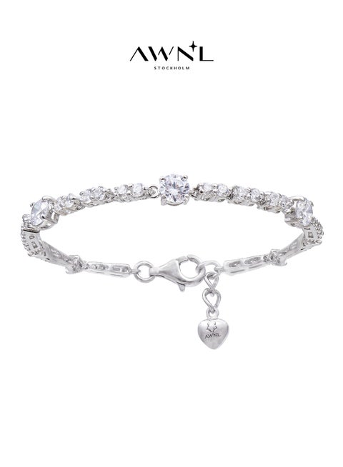 Divine Petals Women's Bracelet with CZ Diamond and Sterling Silver, Middle East Exclusive Collection