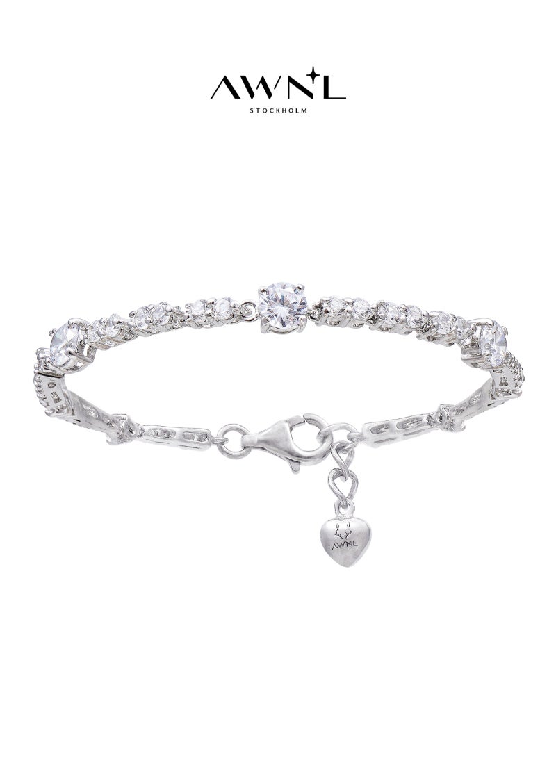 Divine Petals Women's Bracelet with CZ Diamond and Sterling Silver, Middle East Exclusive Collection