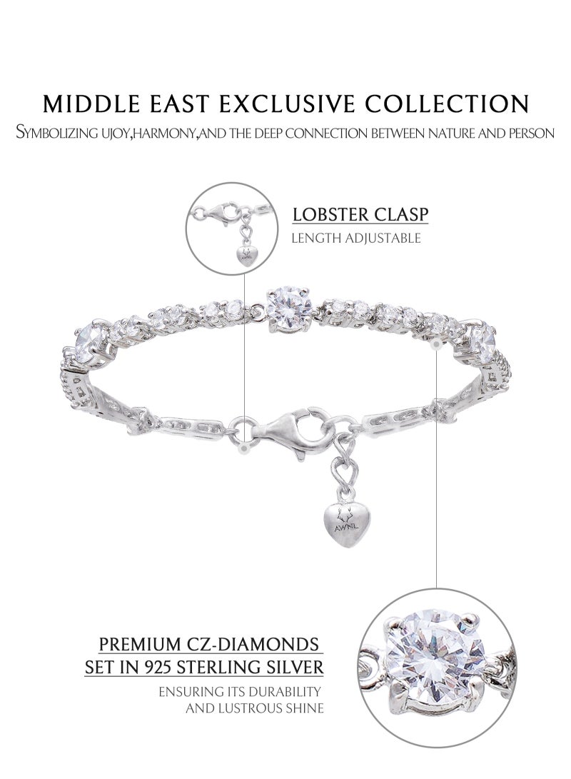 Divine Petals Women's Bracelet with CZ Diamond and Sterling Silver, Middle East Exclusive Collection