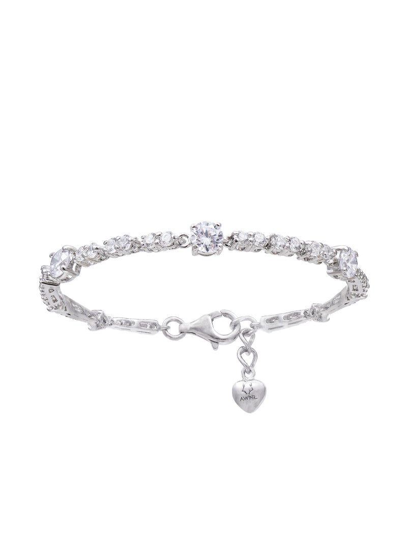 Divine Petals Women's Bracelet with CZ Diamond and Sterling Silver, Middle East Exclusive Collection