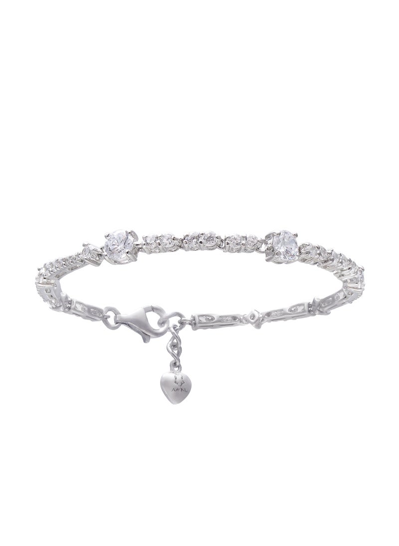 Divine Petals Women's Bracelet with CZ Diamond and Sterling Silver, Middle East Exclusive Collection