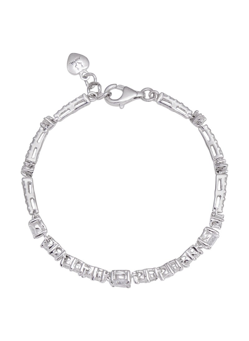 Divine Petals Women's Bracelet with CZ Diamond and Sterling Silver, Middle East Exclusive Collection