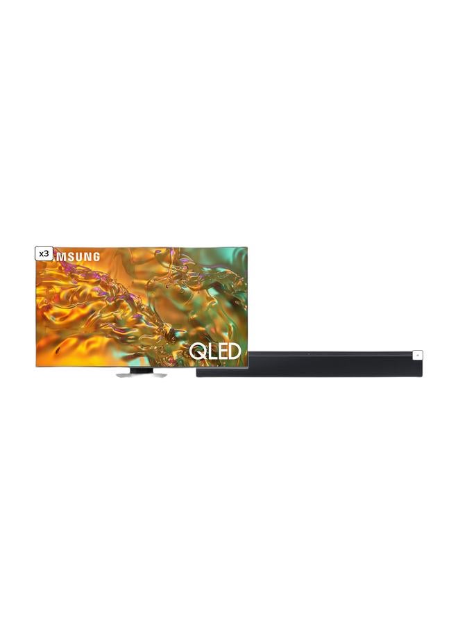 Samsung Smart TV, QLED, Q80D, 65 Inch, 2024, NQ4 AI Gen2 Processor, 4K AI Upscaling, Direct Full Array, Tizen OS QA65Q80DAUXZN Eclipse Silver & 2.0 CH Wireless Sound bar, with Night Mode - HW-C400/ZN/HW-C400/SA Black Bundle - Image 1