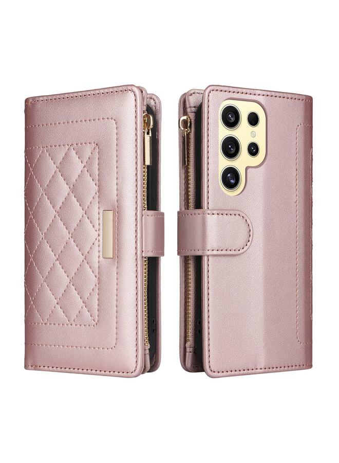 S-TOP Case For Samsung Galaxy S24 Ultra 5G Crossbody Zipper Wallet Rhombus Leather Phone Case - Image 3