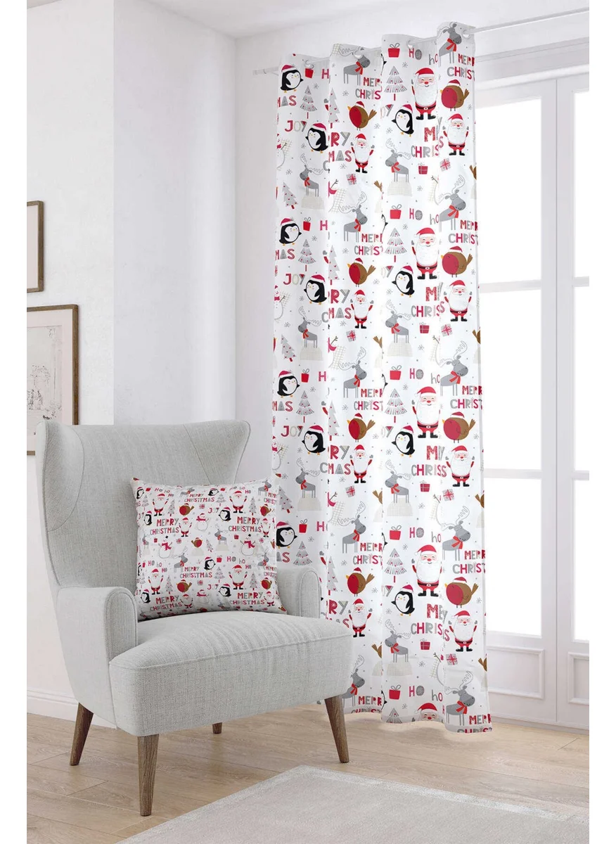 Cango Home Red Gray Christmas Themed Digital Printed Curtain CGH798-PR