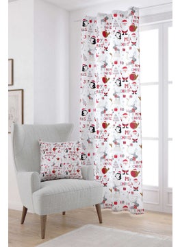 Cango Home Red Gray Christmas Themed Digital Printed Curtain CGH798-PR  - Image 1