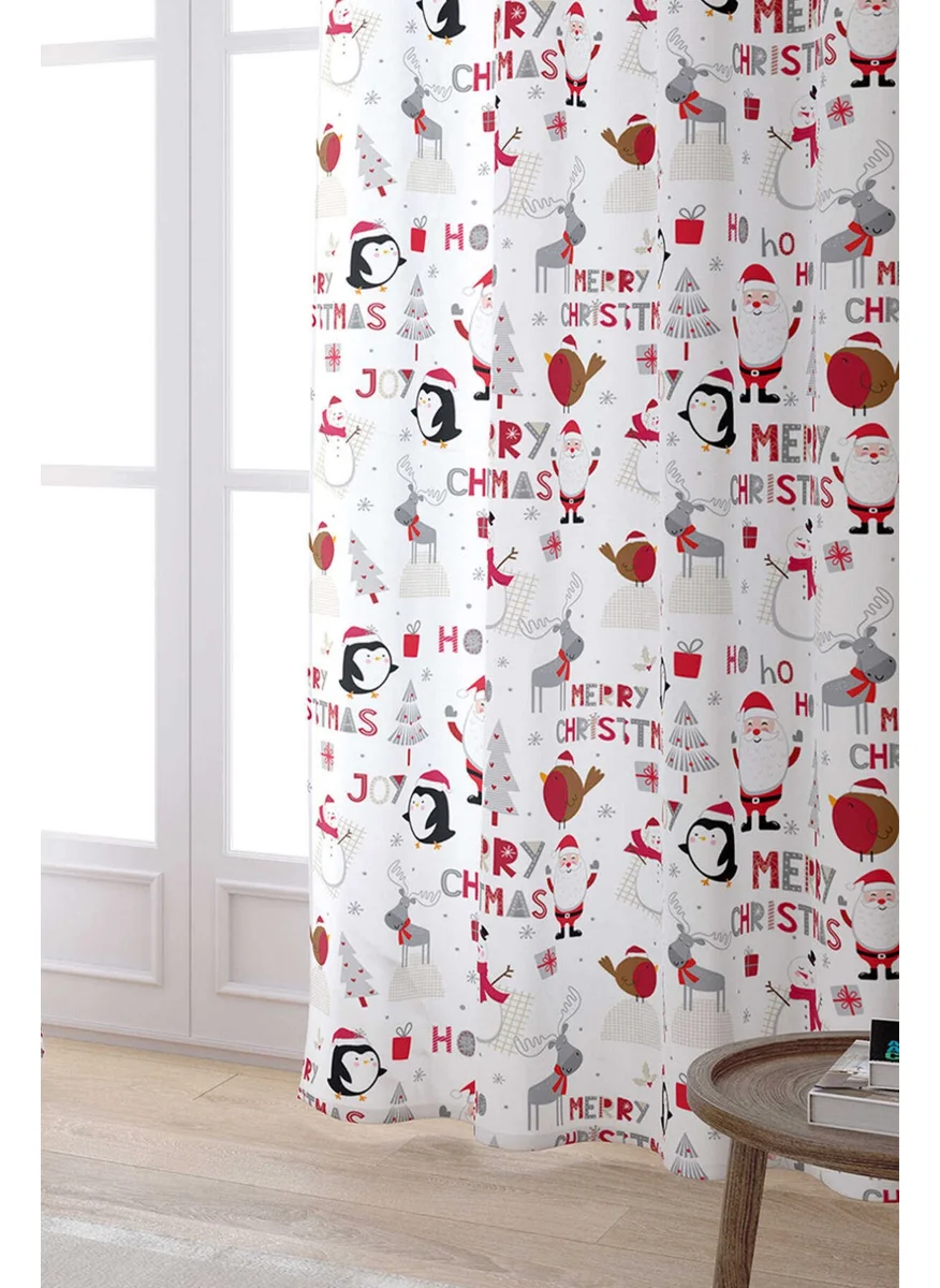 Cango Home Red Gray Christmas Themed Digital Printed Curtain CGH798-PR