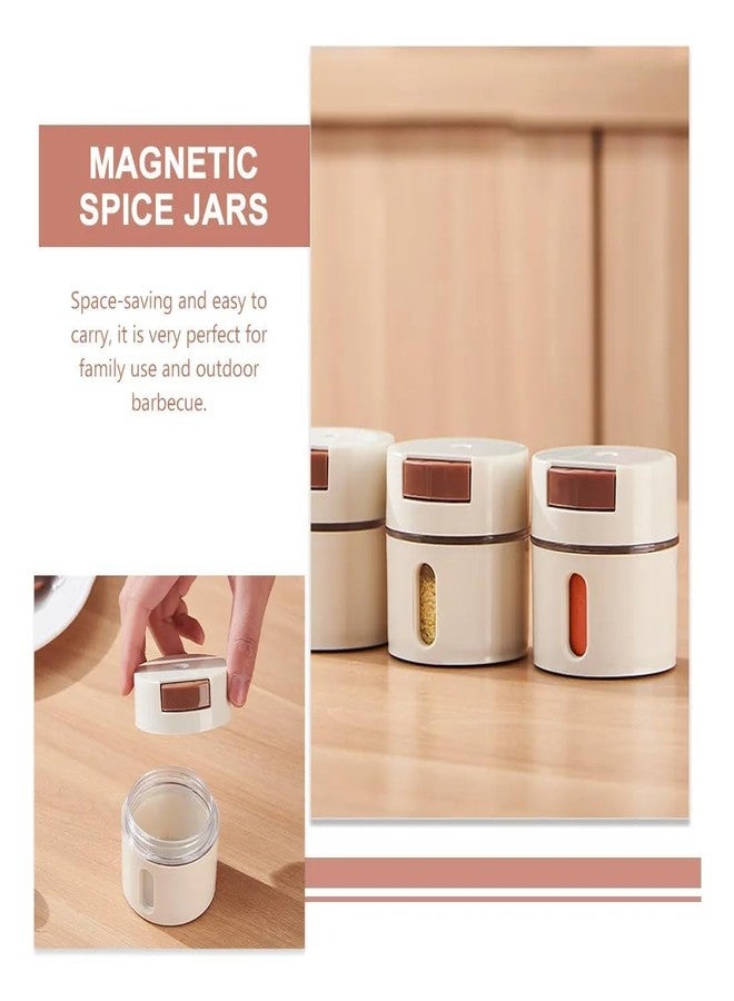 CHIRANSI Wall Mounted Magnetic Spice Rack, Push-Button Spice Jars With Adhesive Strip, Quantitative Seasoning Bottles For Spices And Herbs For Household Kitchen (Pack Of 1) (Spice Rack) - Image 4