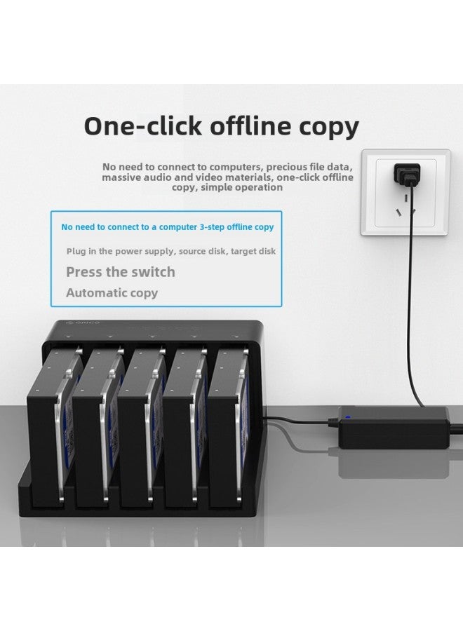 Orico 6558US3-C 3.5 Inch Mobile Hard Disk Box Holder 5 Disk Base Offline Copy Copy Machine-Color:Black - Image 3