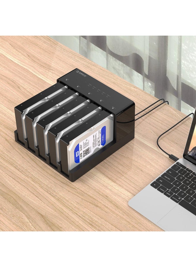 Orico 6558US3-C 3.5 Inch Mobile Hard Disk Box Holder 5 Disk Base Offline Copy Copy Machine-Color:Black - Image 5