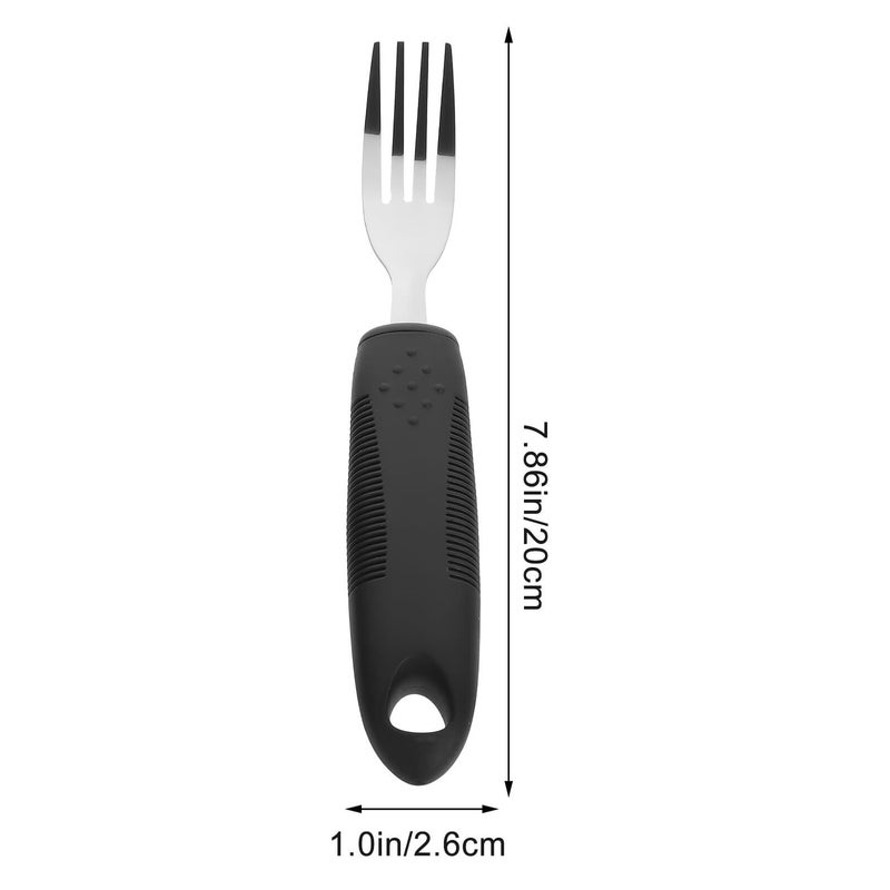 Adaptive Elderly Tableware Non Slip Stainless Steel Utensils For Hand Tremors Arthritis Disabled Adults Portable Travel Gray - Image 3