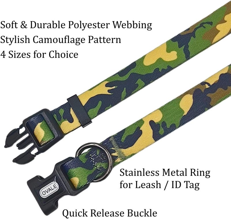 Ovale Dog Collar Leash Combo Set, Adjustable Collar and 5 ft Matching Leash, for Small Puppy Dogs.(XS, Green Camouflage) - Image 4