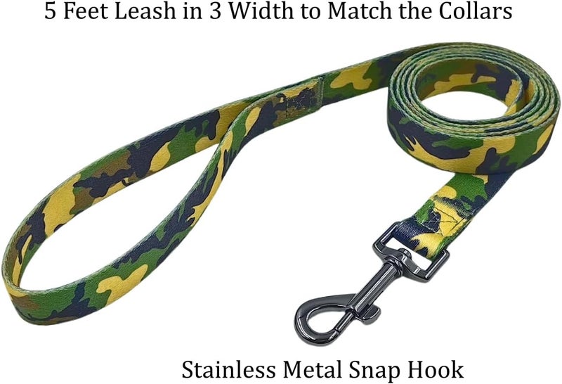 Ovale Dog Collar Leash Combo Set, Adjustable Collar and 5 ft Matching Leash, for Small Puppy Dogs.(XS, Green Camouflage) - Image 5