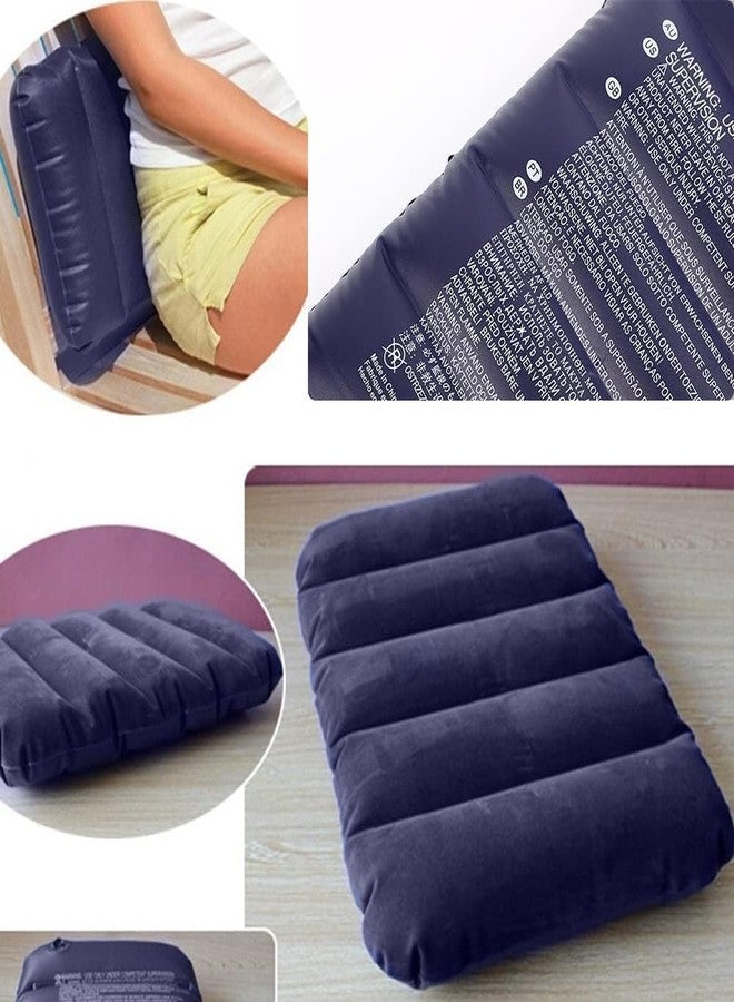 VMZONE Velvet Air Pillow Cushion Sleeping Bag Backpacking Pillow Soft Comfortable Air Inflatable Travel Pillow Tourist Pillow (Blue) (Pack of 2) - Image 4