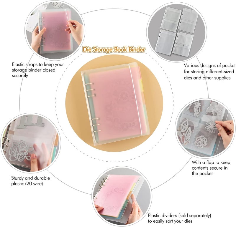 CYFUN DESIGN 10 Sheet Binder Pockets Inserts with Tree Pockets A5 Size 6 Hole Binder Folder for Dies and Stamps Storage,Waterproof PVC Clear Bags Protectors for Cutting Dies Stencil Album Stamp Crafts - Image 1