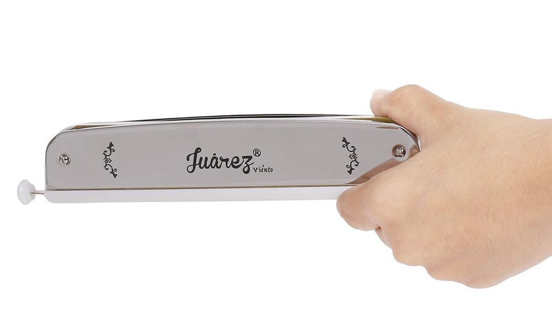 Juarez 24 Holes JRH24CHSL Harmonica Brass Reed Plate Aluminum Cover Chromatic Tower Mouth Organ With case Silver - Image 4