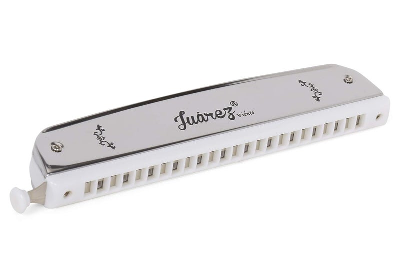 Juarez 24 Holes JRH24CHSL Harmonica Brass Reed Plate Aluminum Cover Chromatic Tower Mouth Organ With case Silver - Image 2