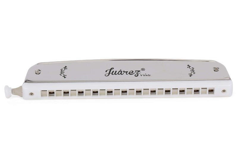 Juarez 24 Holes JRH24CHSL Harmonica Brass Reed Plate Aluminum Cover Chromatic Tower Mouth Organ With case Silver - Image 1