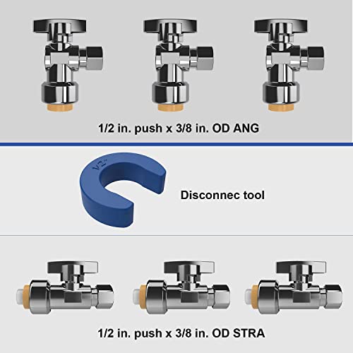 WMAXPFIT Stop Water Shut Off Valve 3pcs 12 Push Fit x 38 OD Straight 3pcs 12 Push Fit x 38 ODAngle Stops For PEX CPVC Copper LF Brass - Image 3