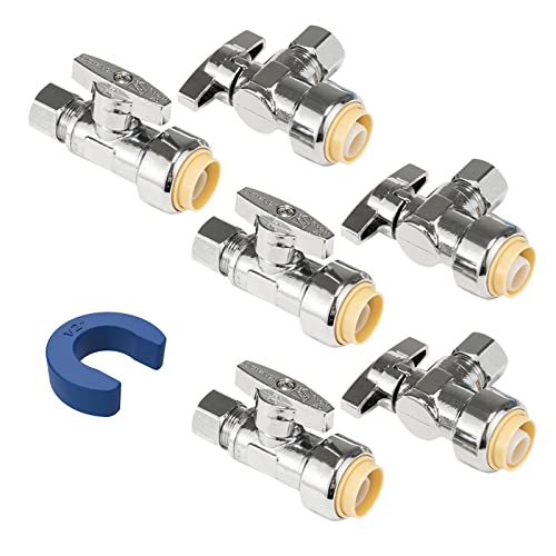WMAXPFIT Stop Water Shut Off Valve 3pcs 12 Push Fit x 38 OD Straight 3pcs 12 Push Fit x 38 ODAngle Stops For PEX CPVC Copper LF Brass - Image 1