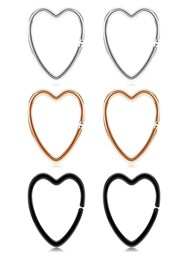 VCMART Daith Rook Snug Tragus Piercing Earrings Stainless Steel 20G Heart-Shaped Ear Cartilage Ring Body Jewelry 3/8in(10mm)