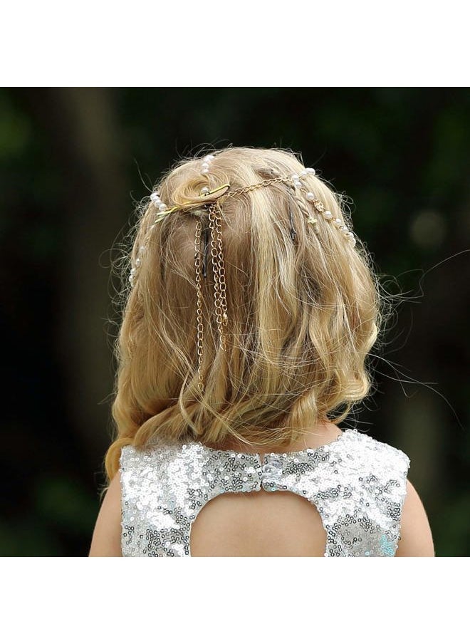 Aimimier - Golden Headband Princess Hair Chain For Little Girls Birthday,Wedding Party Dress Up(Style1) - Image 1