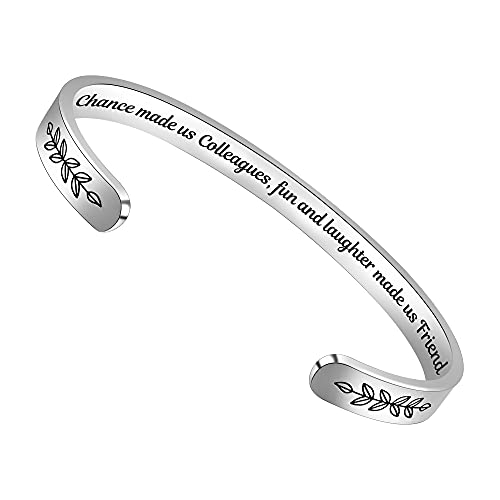 Btysun Going Away Gift for Worker Friendship Bracelet Funny Friend Birthday Gifts for Women Quotes Engraved Cuff Bangle Bracelets Christmas Jewelry - Image 1