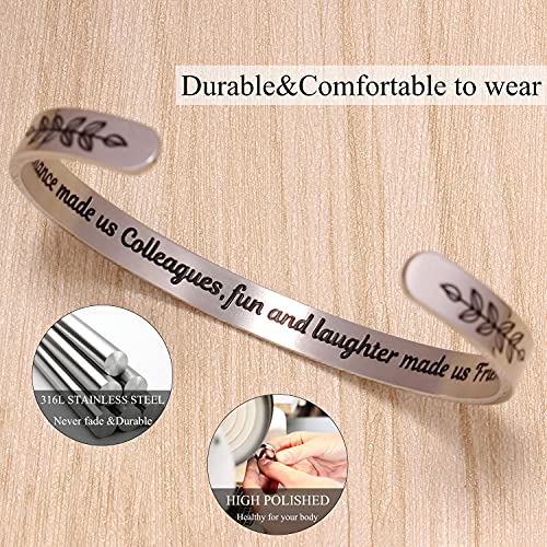 Btysun Going Away Gift for Worker Friendship Bracelet Funny Friend Birthday Gifts for Women Quotes Engraved Cuff Bangle Bracelets Christmas Jewelry - Image 2