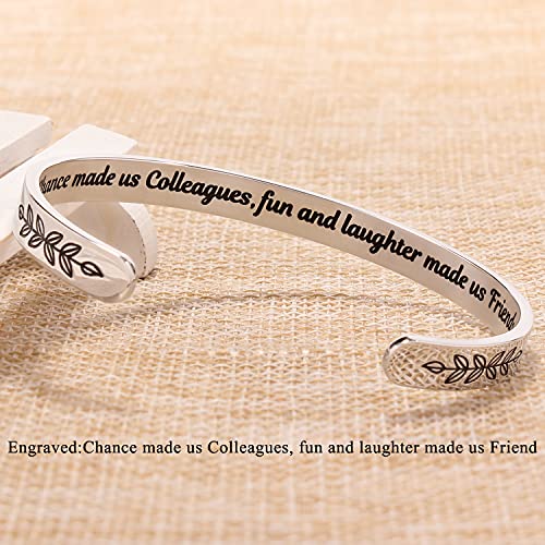 Btysun Going Away Gift for Worker Friendship Bracelet Funny Friend Birthday Gifts for Women Quotes Engraved Cuff Bangle Bracelets Christmas Jewelry - Image 3