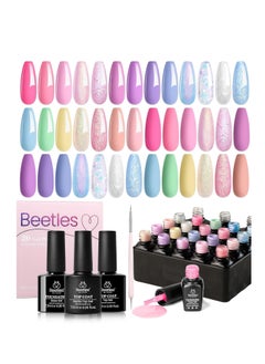 Beetles 24Pcs Gel Nail Polish Set, Summer Pastel Pink Blue Pearl Shimmer Chameleon Purple Green Colors 2024 Spring Summer Gel Polish Kit, 3Pcs Base Gel Top Coat and Double-ended Brush Soak off UV Gel - pzsku/Z9EFC3B1CF20D28C4A93DZ/45/_/1717009840/f18aa46f-4343-4510-836b-87ce21bbb5e2