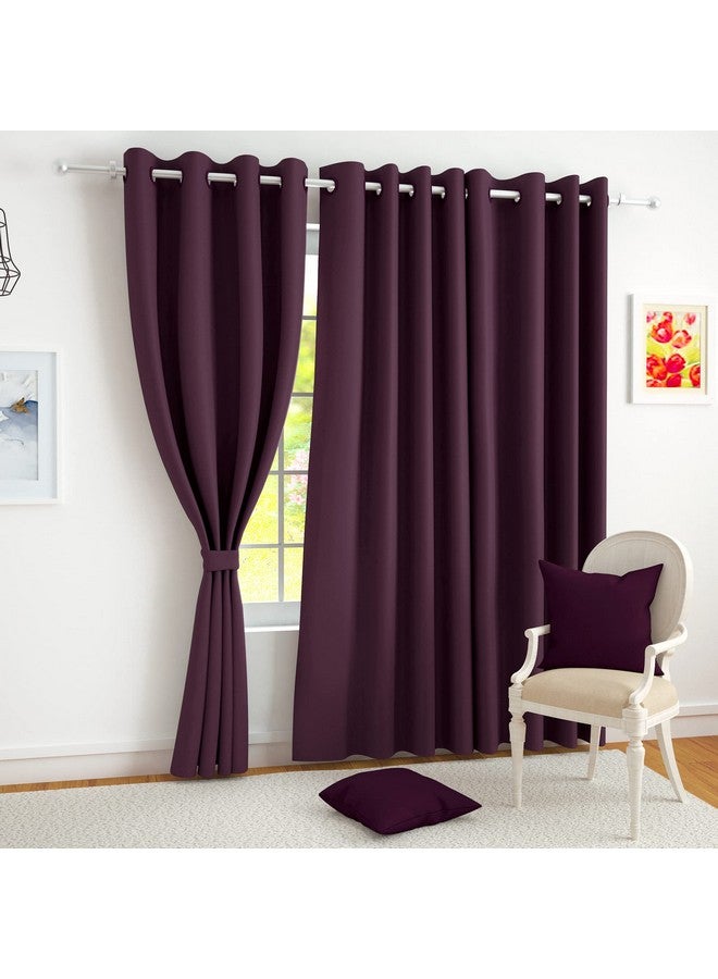 Story@Home Blackout Door Curtains 7 feet Set of 3 | Plain Design | Thermal Insulated Curtains | Room Darkening | Curtains for Living Room | (116 x 215 cm, Purple) | Perfect for Home Decor - Image 1