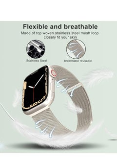 General Compatible with Apple Watch Band Series 9, Ultra 2, SE, Ultra 8 7 6 5 4 3 2 1 38mm 40mm 41mm 42mm 44mm 45mm 49mm Women and Men, Stainless Steel Mesh Loop Magnetic Clasp Replacement for  - Image 3