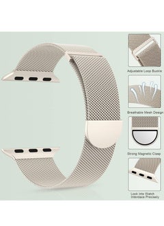 General Compatible with Apple Watch Band Series 9, Ultra 2, SE, Ultra 8 7 6 5 4 3 2 1 38mm 40mm 41mm 42mm 44mm 45mm 49mm Women and Men, Stainless Steel Mesh Loop Magnetic Clasp Replacement for  - Image 4