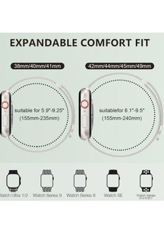 General Compatible with Apple Watch Band Series 9, Ultra 2, SE, Ultra 8 7 6 5 4 3 2 1 38mm 40mm 41mm 42mm 44mm 45mm 49mm Women and Men, Stainless Steel Mesh Loop Magnetic Clasp Replacement for  - Image 2