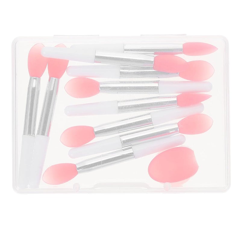 Silicone Lipstick Brush Set 10 Pieces with Lip Balm Applicator and Dustproof Cover Semi- Red Handle Lip Mask Brush Tool and Makeup Application - Image 1