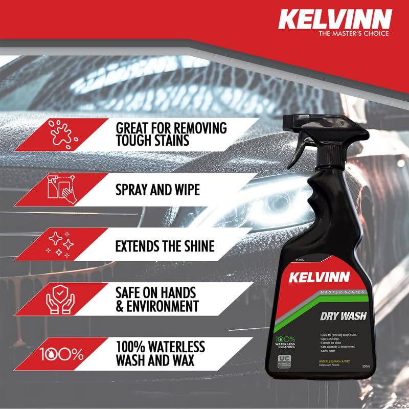 KELVINN Car & Bike Dry Wash - 500ml: Effortless Waterless Cleaning with Shine & Protection | Advanced Deep Cleaning Formula, Long-Lasting Wax Polymer & Exterior Dresser for Superior Vehicle Care - Image 2