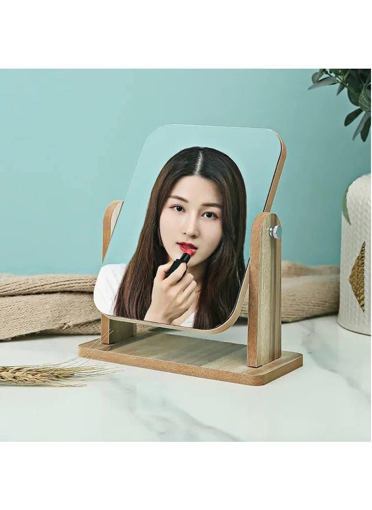 Arabest Wooden Makeup Mirror Desktop Vanity Mirror Bedroom Beauty Princess Mirror Portable Desktop Mirror，makeup Mirror, Framed Mirror Design, Bedroom Mirror  - Image 3