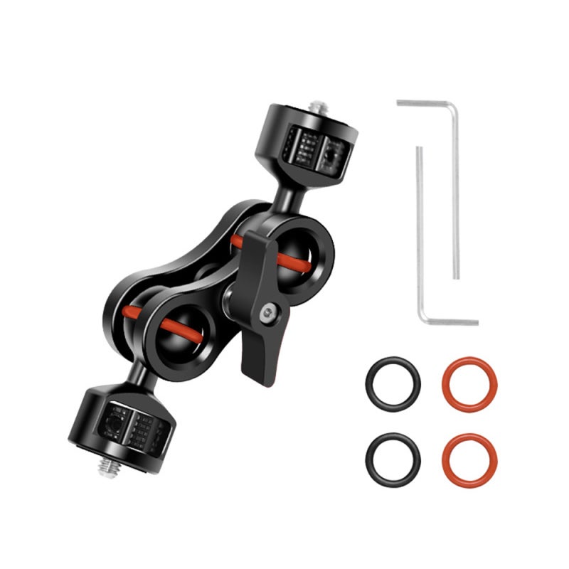 Magic Arm: Black Aluminum Alloy Dual 1/4 Inch Screws Double 360° Rotatable Ball Heads - Foldable Portable Camera Monitor Bracket for Camera Cage Video Recording Accessories - Image 1