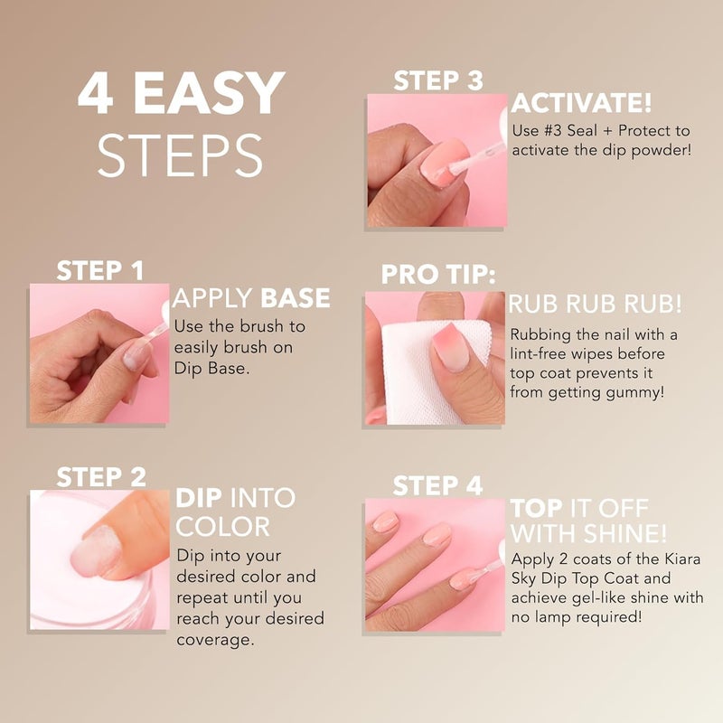 Kiara Sky Dip Powder French Manicure Kit | Full Size | Easy-To-Use Powder Manicure - Image 4