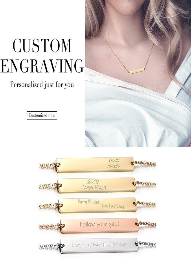 WISTIC Gold Vertical/Horizontal Bar Necklace Stainless Steel Do not fade Gold Plated blank Bar Necklace Layered Necklace for Women Adjustable Chain Sounenir Adult Jewelry - Image 2