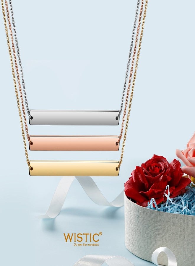 WISTIC Gold Vertical/Horizontal Bar Necklace Stainless Steel Do not fade Gold Plated blank Bar Necklace Layered Necklace for Women Adjustable Chain Sounenir Adult Jewelry - Image 3