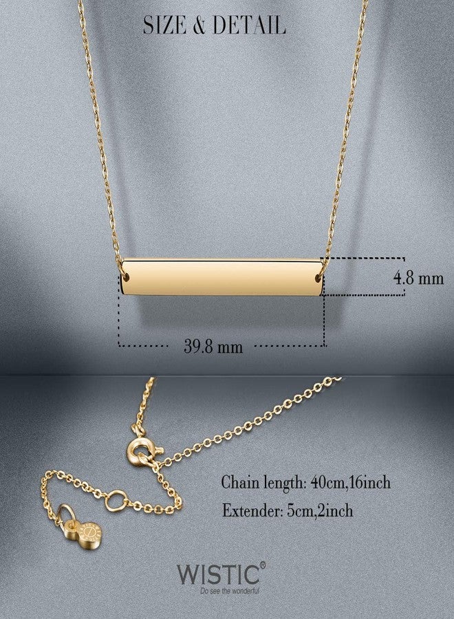 WISTIC Gold Vertical/Horizontal Bar Necklace Stainless Steel Do not fade Gold Plated blank Bar Necklace Layered Necklace for Women Adjustable Chain Sounenir Adult Jewelry - Image 5