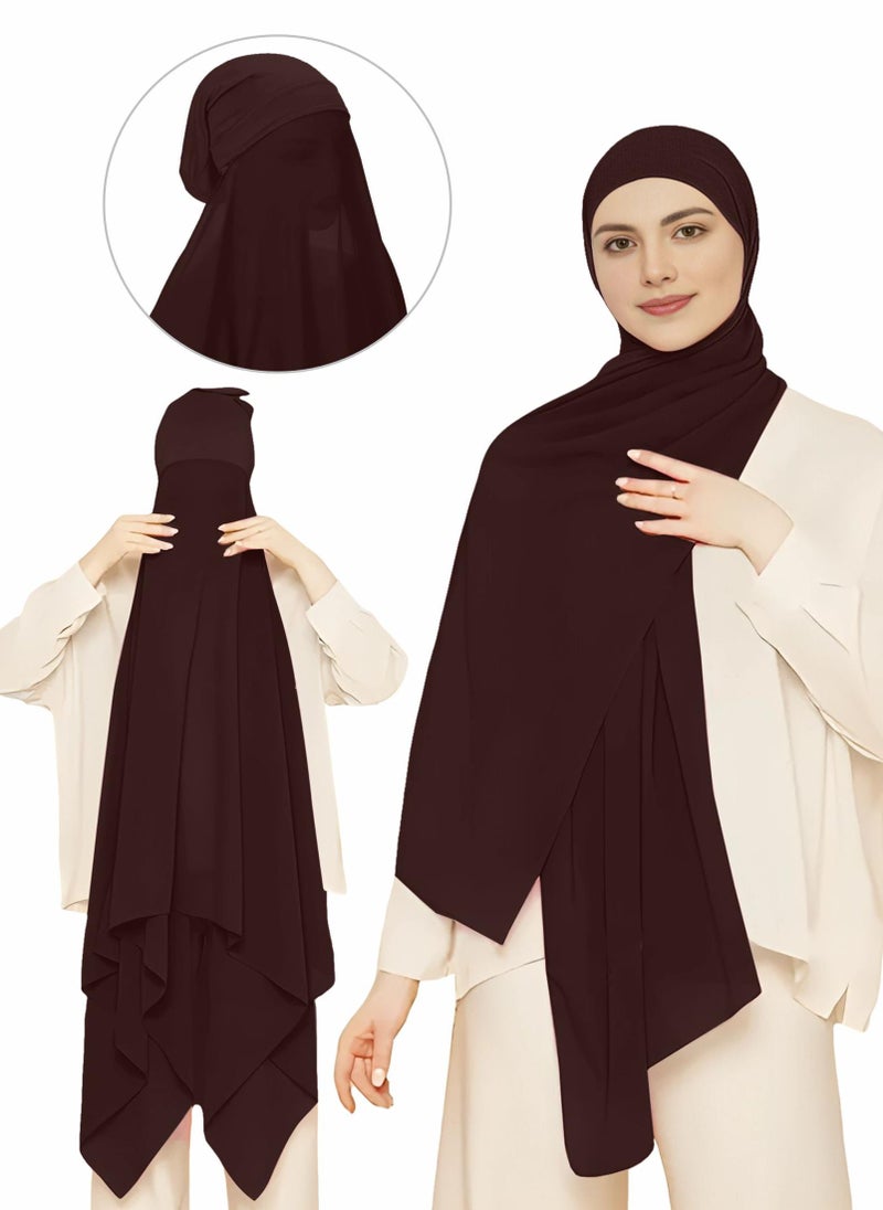 NUKHBAA - Instant Hijab Wrap,Pullover Head Scarf with Tube Undercap Dark Sienna color Hijab-HC8 - Image 1