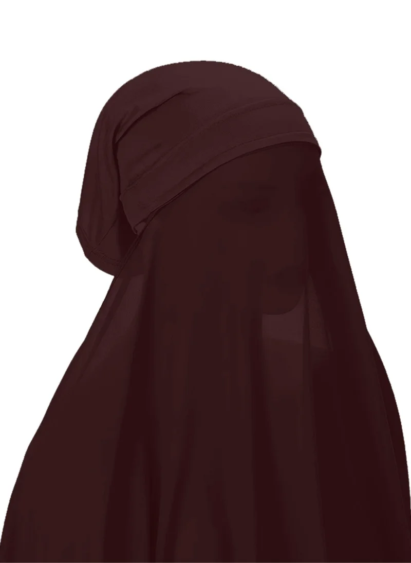 NUKHBAA Instant Hijab Wrap,Pullover Head Scarf with Tube Undercap Dark Sienna color Hijab-HC8