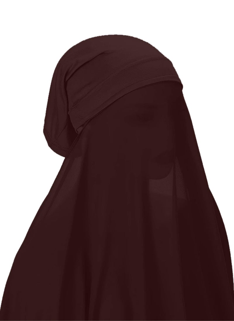 NUKHBAA - Instant Hijab Wrap,Pullover Head Scarf with Tube Undercap Dark Sienna color Hijab-HC8 - Image 1