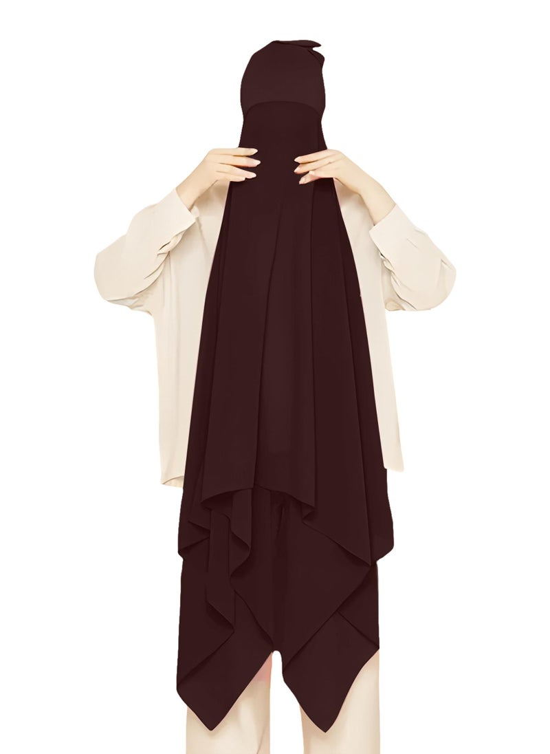 NUKHBAA - Instant Hijab Wrap,Pullover Head Scarf with Tube Undercap Dark Sienna color Hijab-HC8 - Image 1