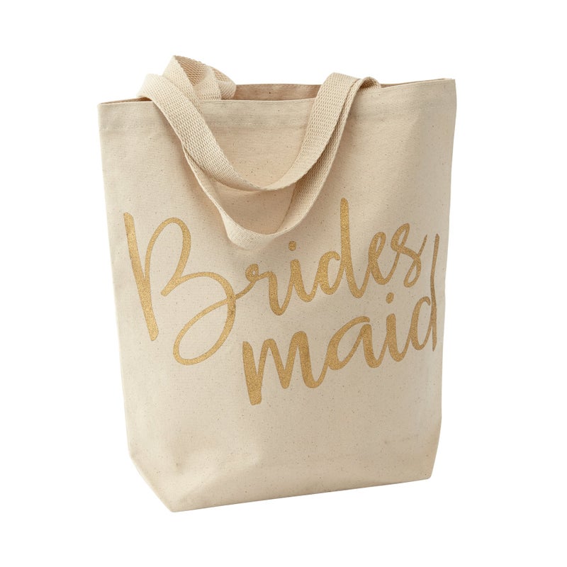 Mud Pie Wedding Canvas Tote Bag Bridesmaid 15 x 14 Beige