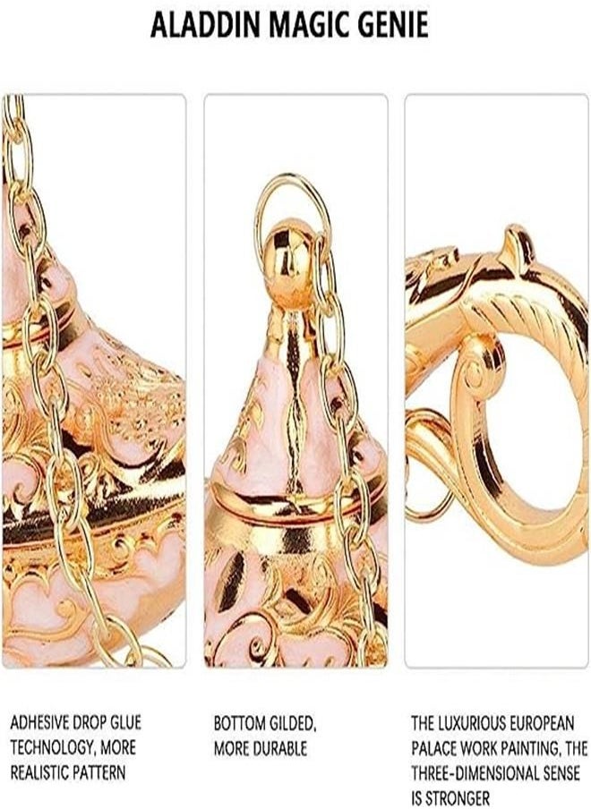 Generic - Aladdin Lamp, Art Craft Magic Genie Light Gift with Exquisite Vintage Engraving Pattern, Wishing Lamp Pot Decoration for Home, Office, Wedding, Party, Birthday (Gold Pink) - Image 1