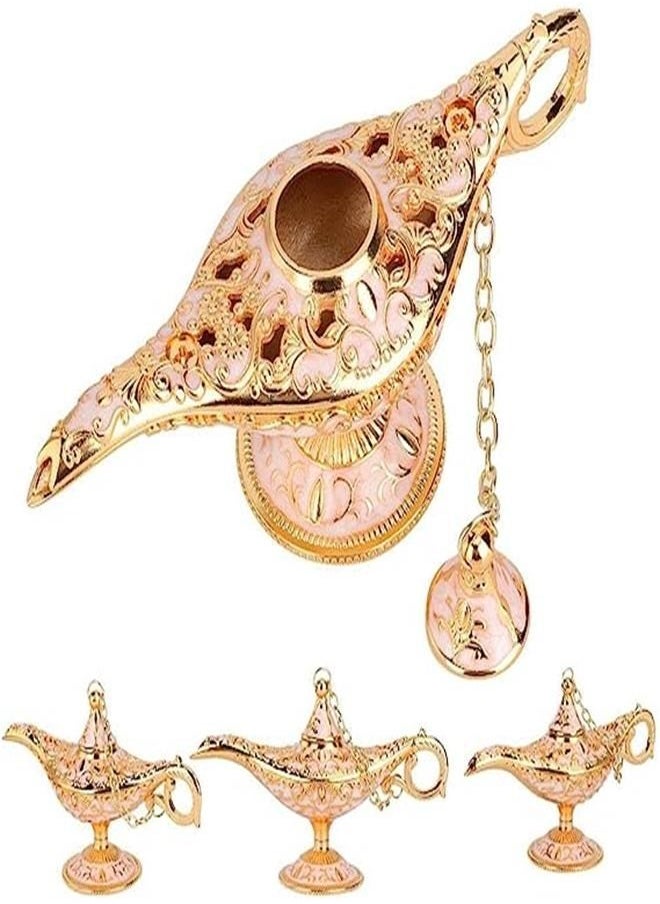 Generic - Aladdin Lamp, Art Craft Magic Genie Light Gift with Exquisite Vintage Engraving Pattern, Wishing Lamp Pot Decoration for Home, Office, Wedding, Party, Birthday (Gold Pink) - Image 1